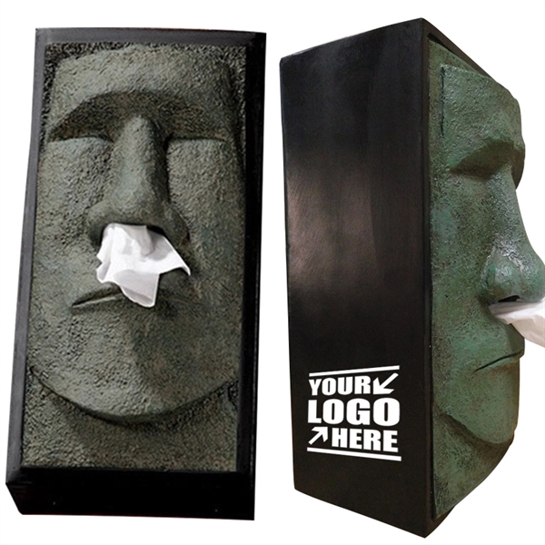 Retro Resin Tissue Box Paper Cover Case - Stone Man Green