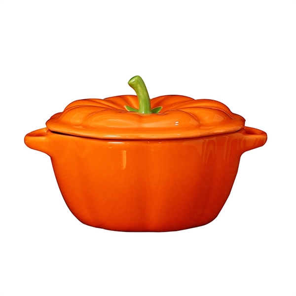 6-Inch Ceramic Pumpkin Soup Bowl With Lid