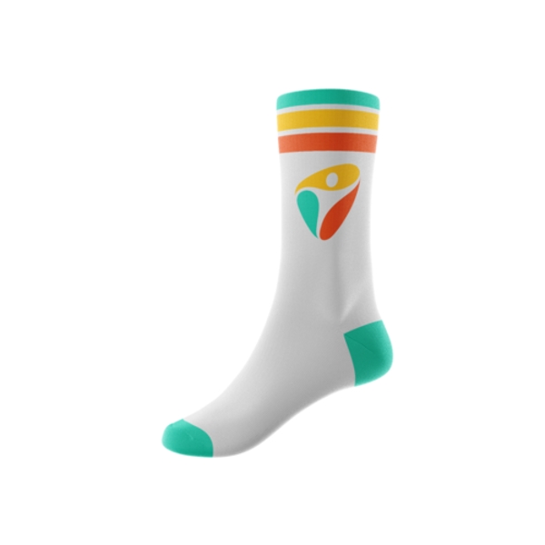 360 Degree Digital Print Poly-Spandex Crew Socks with Contra