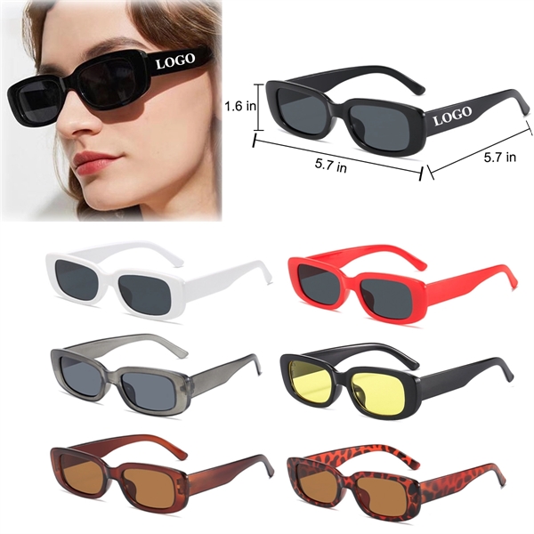 Retro Small Sunglasses w/ 1 Color Temple Imprint