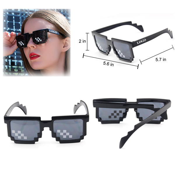 Black Square Mosaic Pixel Sunglasses