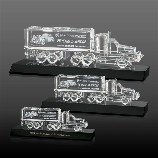 Crystal 18 Wheeler on Base 3D - Black