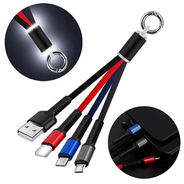 Portable 4 in 1 Keychain Charger Cable Travel Short Cords