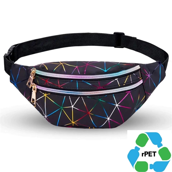 Two Zip Bag 13" X 6" rPET Recycled 600D Polyester Fanny Pack