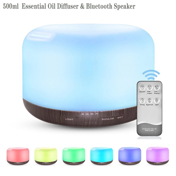 500Ml Essential Oil Diffuser Bluetooth Speaker