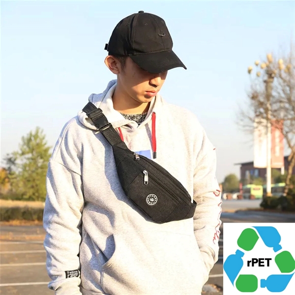3 Zip Waist Eco Bag rPET Recycled 600D Polyester Fanny Pack