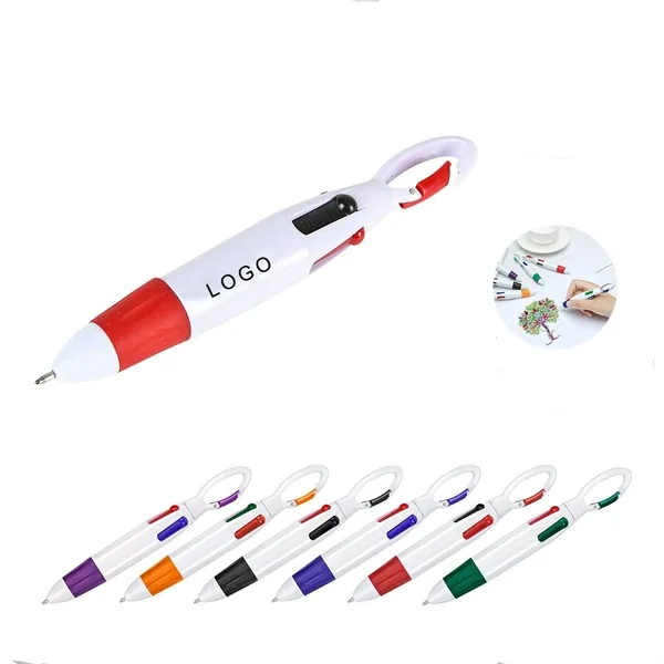 4-In-1 Multi Colour Ballpoint Pen With Carabiner
