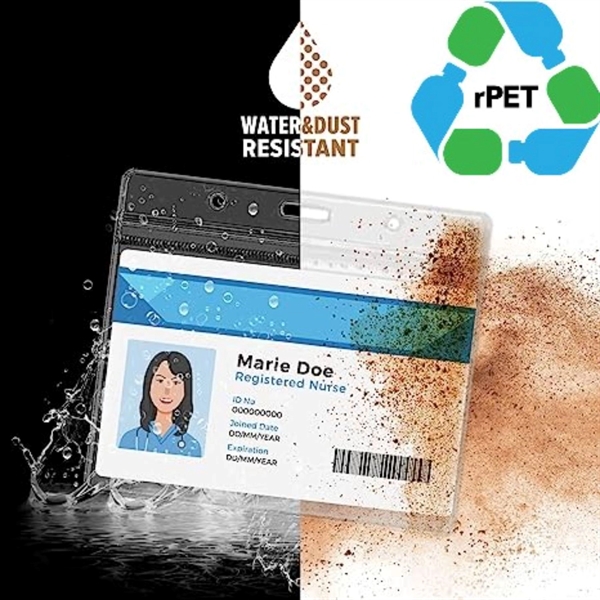 3.5"W X 2.25"H rPET Clear Vinyl Horizontal Badge Holder