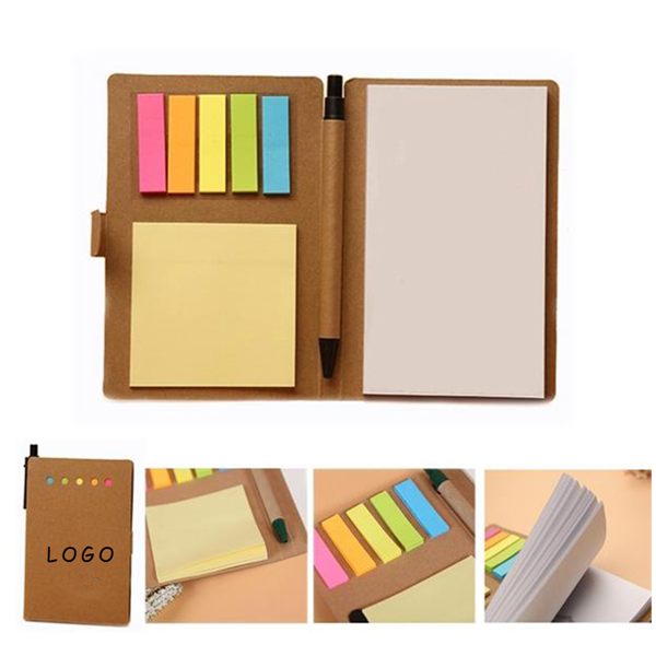 Recycled Notepad Notebook With Sticky Pen & Note