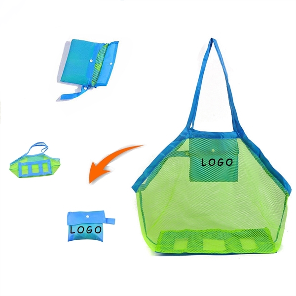 Large Capacity Collapsible Mesh Beach Toy Storage Handbag