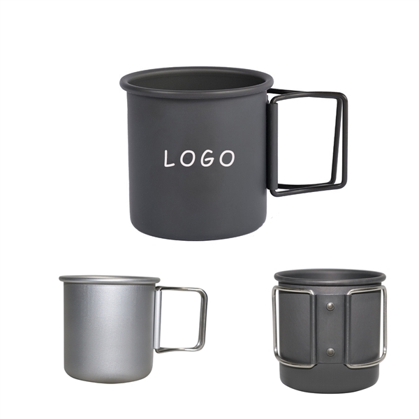 10OZ Portable Aluminum Camping Cup With Foldable Handle