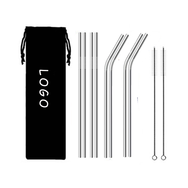 10PCS/Set BPA Free Portable Stainless Steel Straw WIth Bag