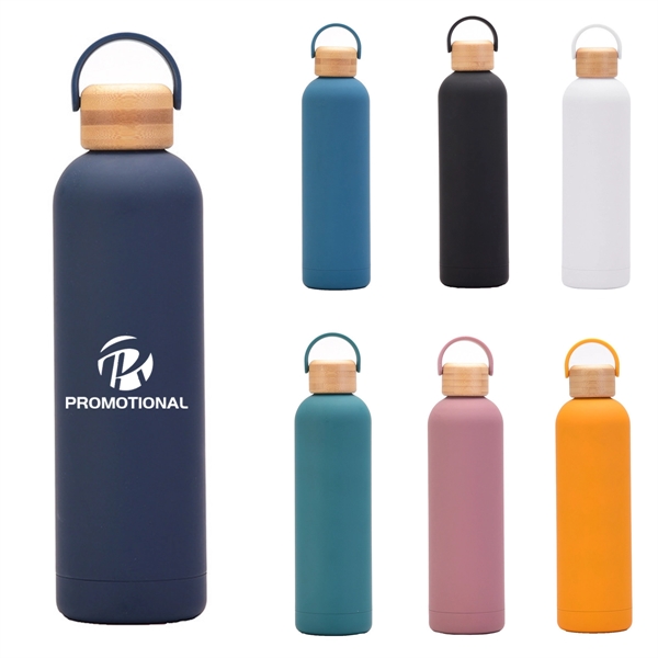 1L Insulated Water Bottle With Bamboo Lid