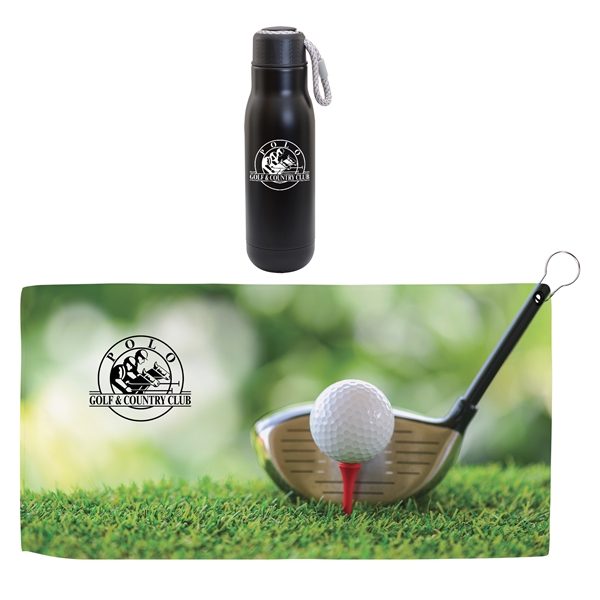Hole in One Insulated Vacuum Bottle & Golf Towel Gift Set