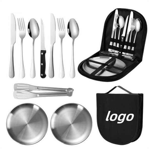 Portable Stainless Steel Outdoor Picnic tableware Bag Set