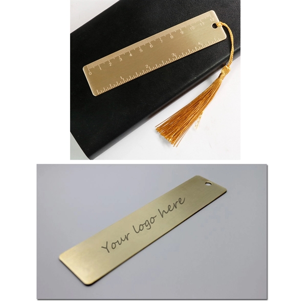 EDC Mini Portable Double Scale Brass Ruler w/ Golden Tassels
