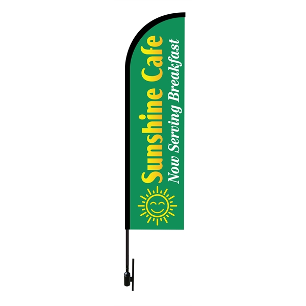 vertical green flag with yellow and white branding - 11' Bow Flag Kit