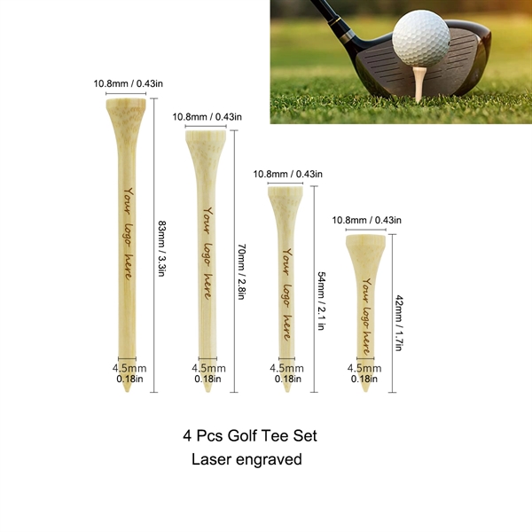 MOQ 50 Professional Bamboo Golf Tee Set  - 4 PCS