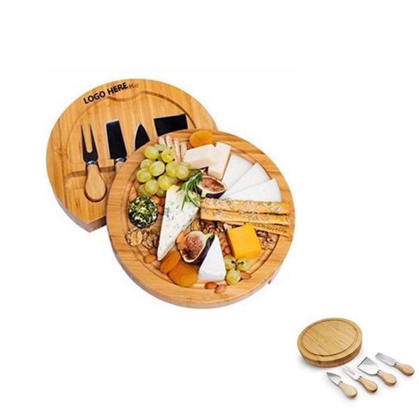 Multifunction Round Bamboo Cheese Board And Knife Set