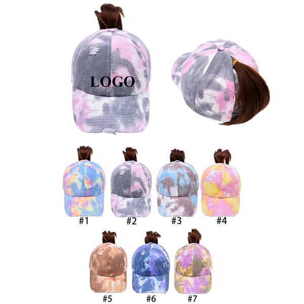 Custom Tie Dye Criss Cross Ponytail Baseball Cap