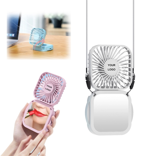 USB Rechargeable Foldable Fan w/ Mirror