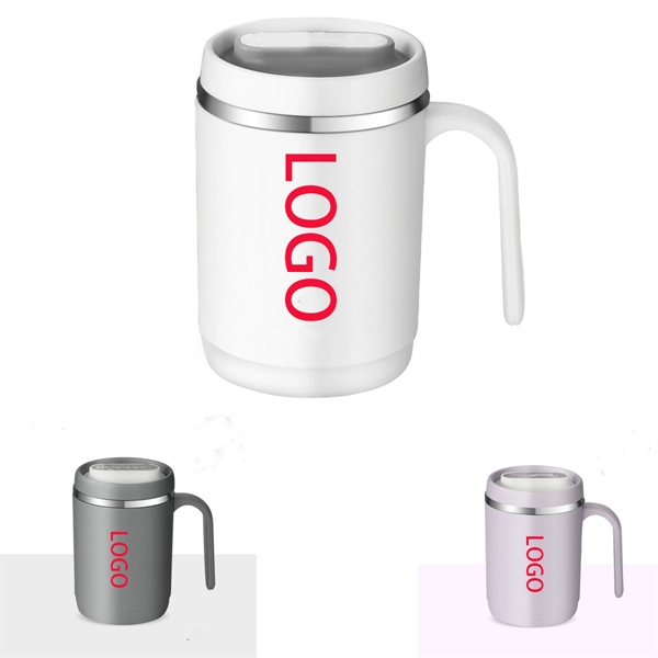 16.91 Oz Double Layer Stainless Steel Office Mug With Handle