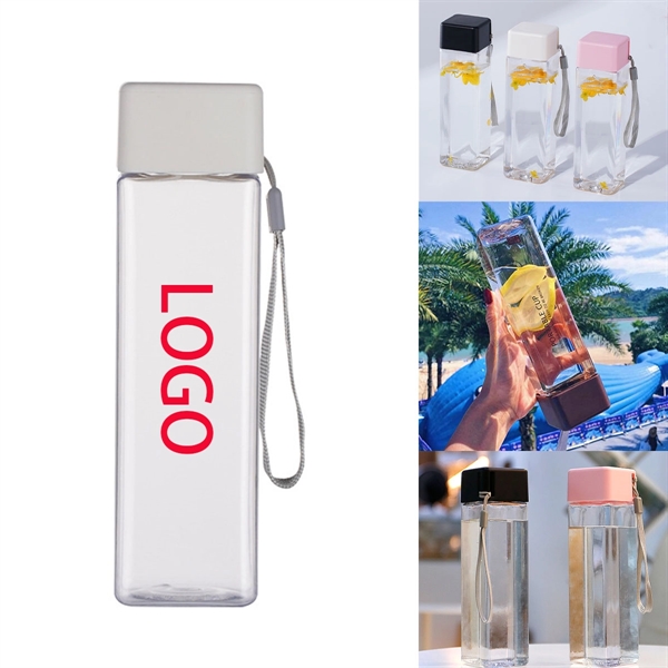 16.23 Oz Square Transparent Straight Plastic Water Bottle