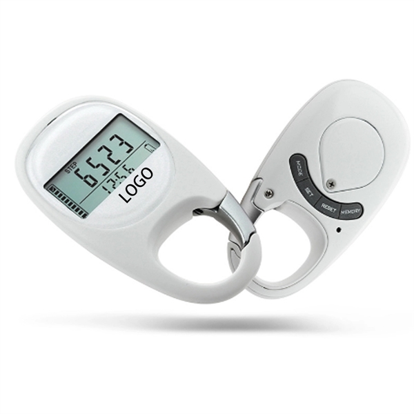 3D Walking Pedometer Carabiner Clip