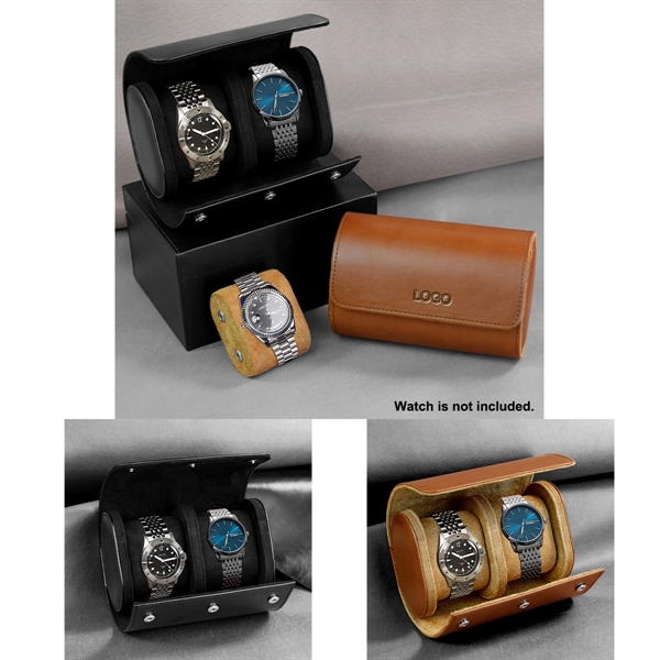 Portable PU Leather Two-Slot Watch Storage Display Gift Box
