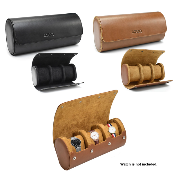 Portable PU Leather Three-Slot Watch Storage Display Box