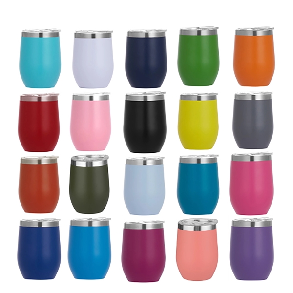 12oz Stainless Steel Eggshell Cup With Airtight Lid