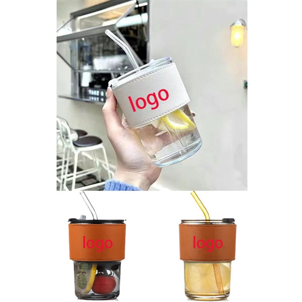 13.53 Oz Glass With Straw And Lid Cup Cover