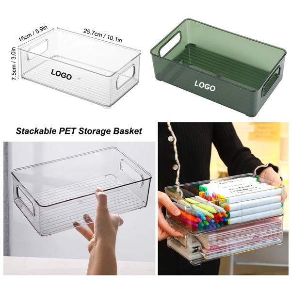 Stackable PET Clear Desktop Organizer Storage Basket