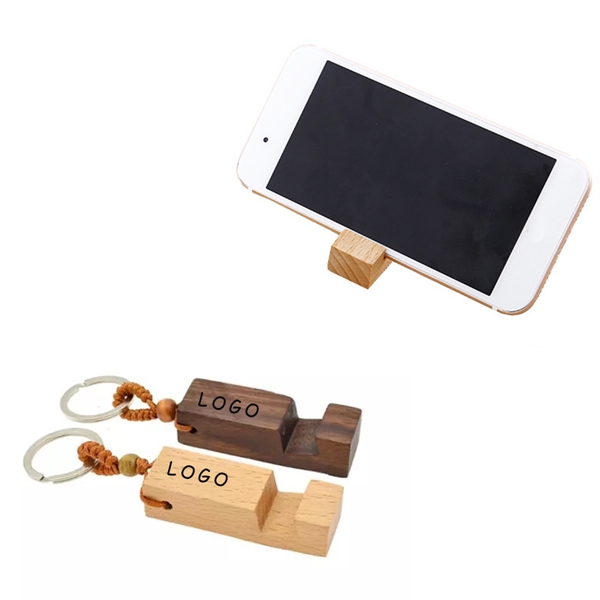 Eco-Friendly And Versatile Wood Phone Stand With Key Chain