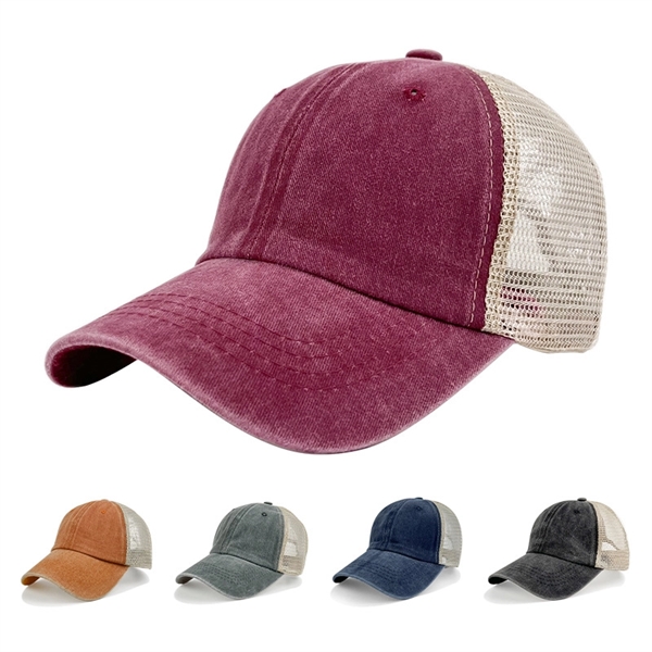 Cotton Hat Washed Adjustable Baseball Net Cap