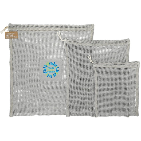 Recycled Cotton Mesh Cinch Pouch Set