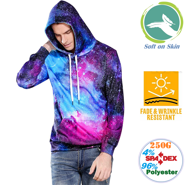 250G Fleece Men's Pullover Hoodies W/ 2 Pockets, Creaseproof