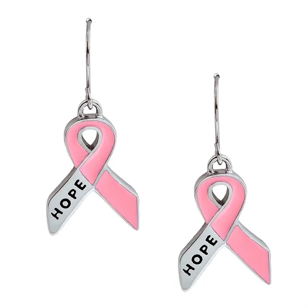 Pink Hope Cancer Ribbon Dangle Earrings