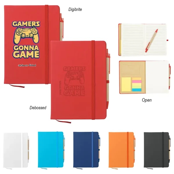 branded colorful journal notebook with sticky notes & flags