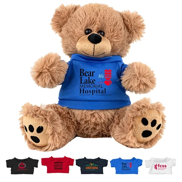 LARGE 8" Plush Teddy Bear With Choice of T-Shirt Color