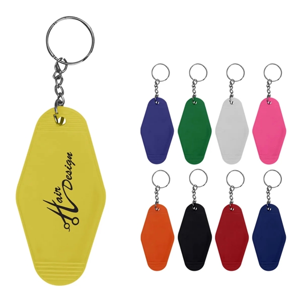 colorful branded motel style key ring