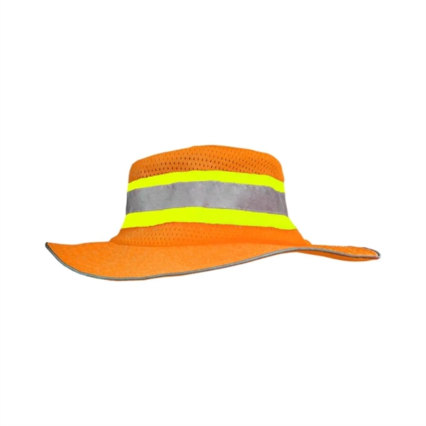 Hi Viz Reflective Trim Mesh Safety Bucket Ranger Hat