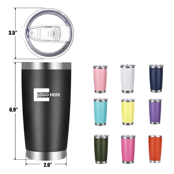 20 oz. Vacuum Powder-Coated Travel Tumbler w/ Custom Imprint