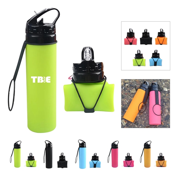 20 Oz Silicone Foldable Folding Sports Bottle