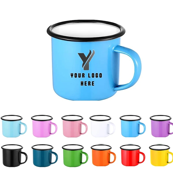 12oz Enamel Coffee Mugs with Handle