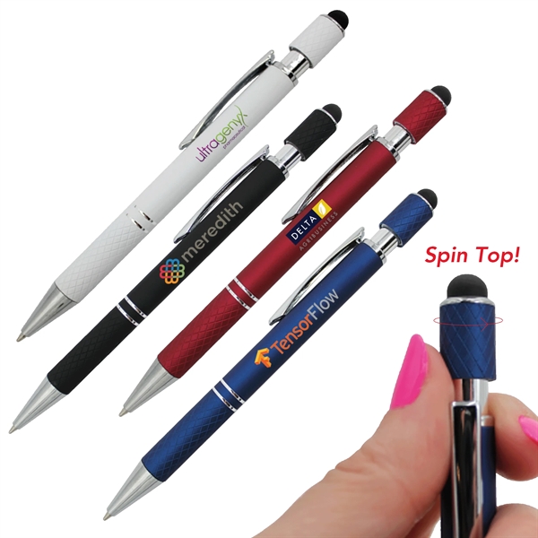Halcyon® Executive Metal Spin Top Pen with Stylus, Full Col