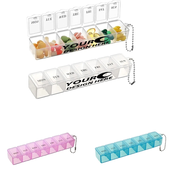 7 Day Transparent Pill Case Organizer w/ Custom Imprint