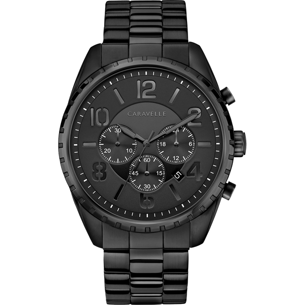 Caravelle Men's Black Stainless Steel Chronograph Watch