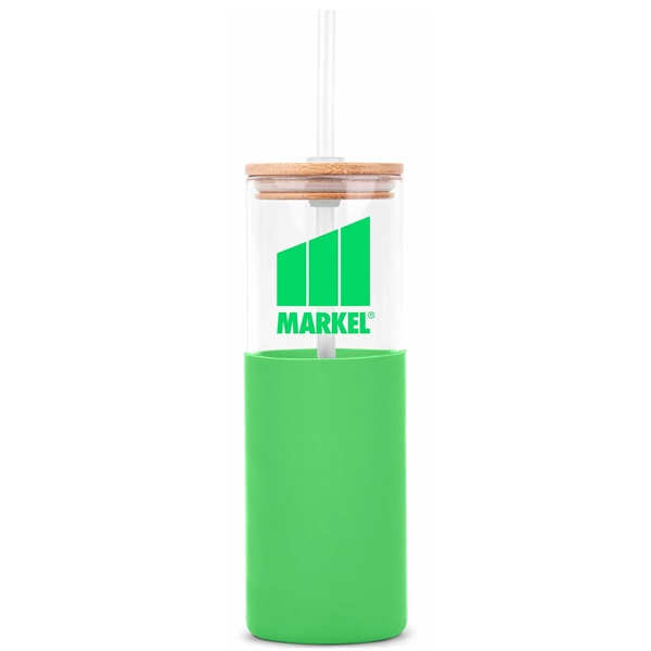 18oz. Glass Tumbler with Bamboo Lid, Straw & Silicone Sleeve