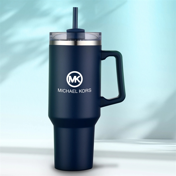 40 oz. Double Wall Tumbler With Handle and Straw